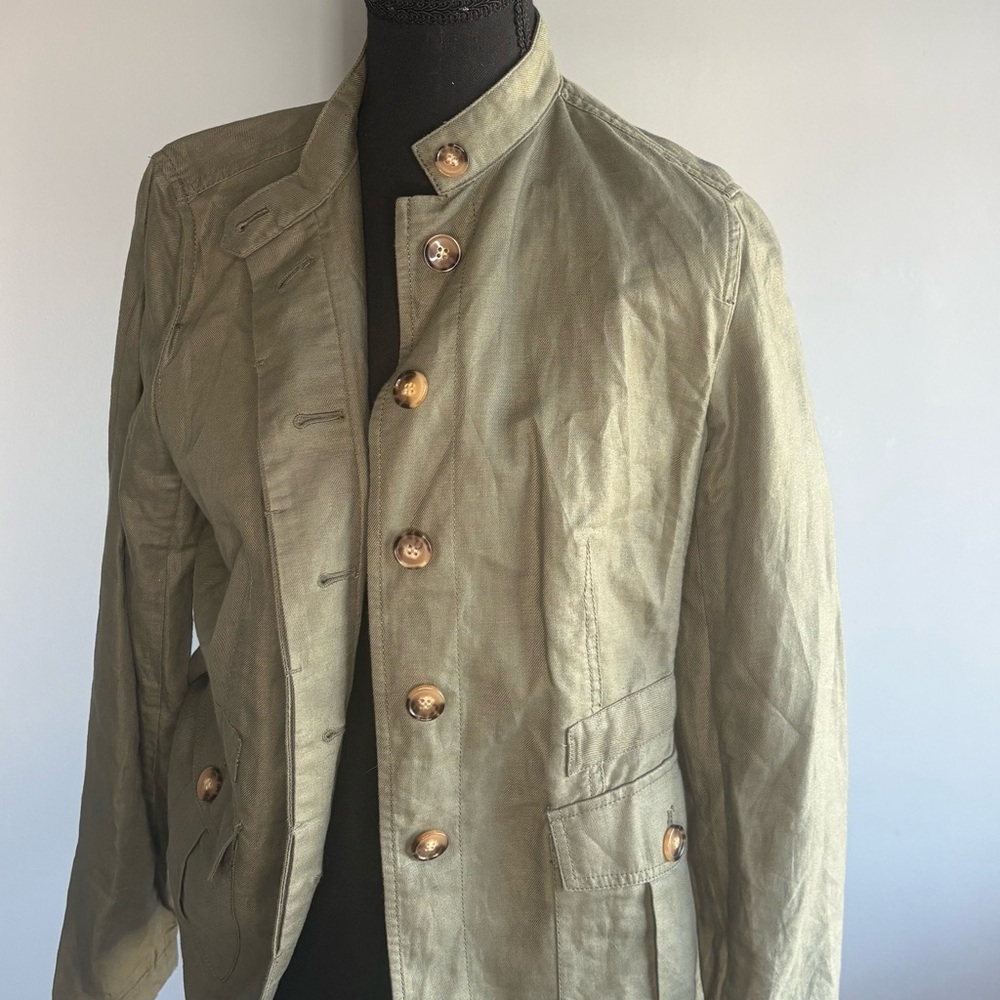Talbots Olive Green Military Field Jacket with Brass Buttons